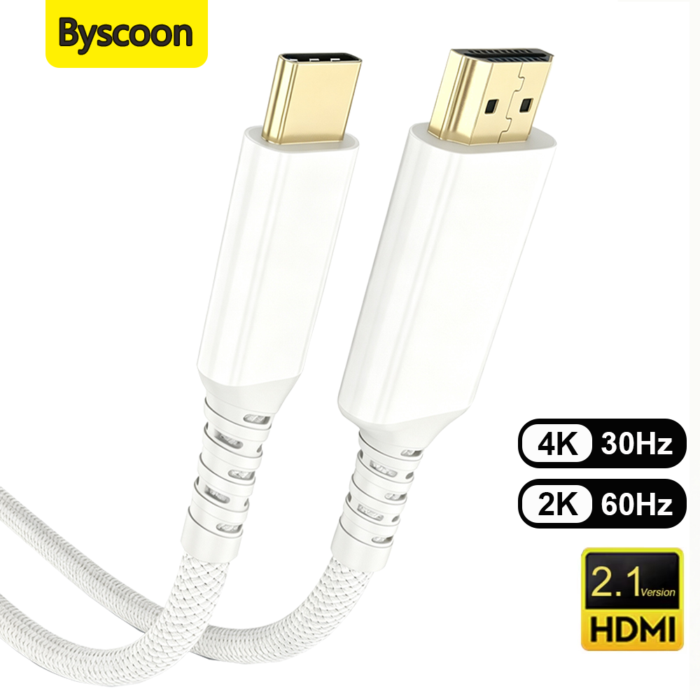 Hdmi Cable 2.1 - Kabel USB C ke HDMI Putih