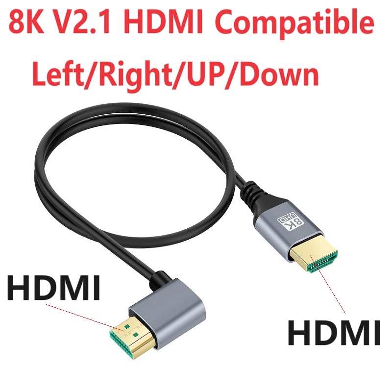 Hdmi Cable 2.1 - 0.5 1M 90 Derajat Sudut Kiri/Kanan/ATAS/Bawah