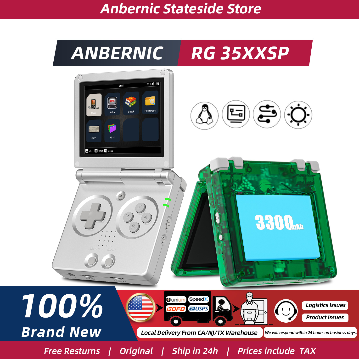 Gaming Console Years - ANBERNIC RG35XXSP FILP Konsol Game Retro