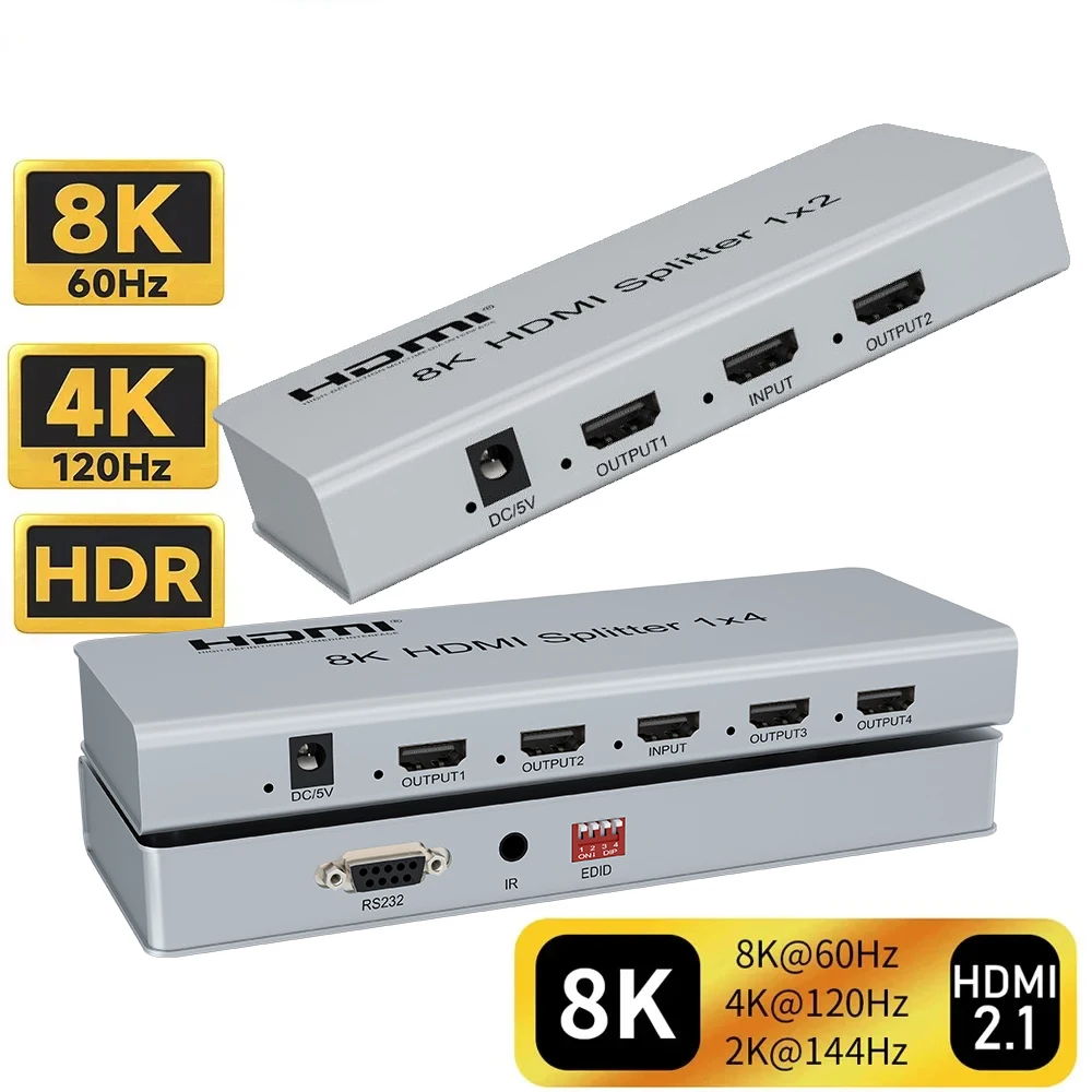 Hdmi Cable 2.1 - Pemisah 2.1 HDMI 8K, 1x2 1x4