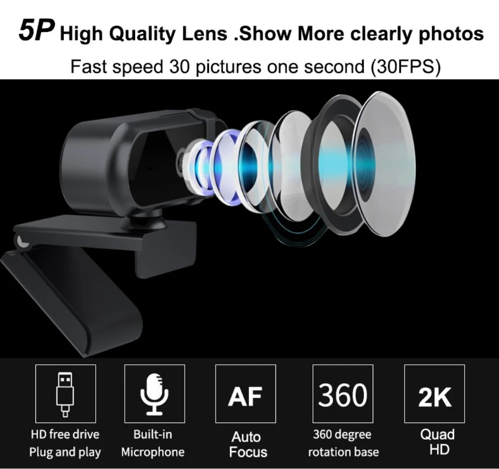 Webcam Autofokus 4K 2K 30fps M - Gaming Console Portable Pc ulasan dan harga