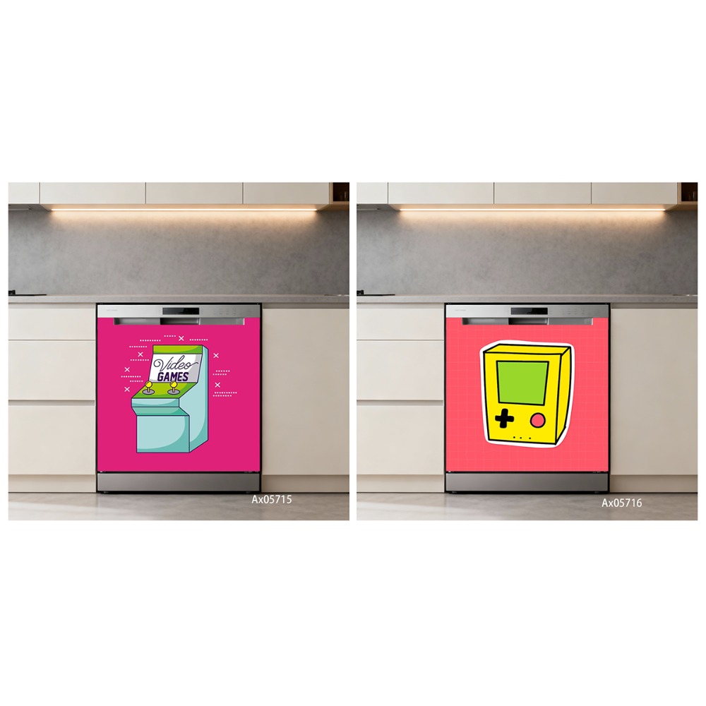 Stiker Pintu Mesin Cuci Piring - Gaming Console Vintage ulasan dan harga